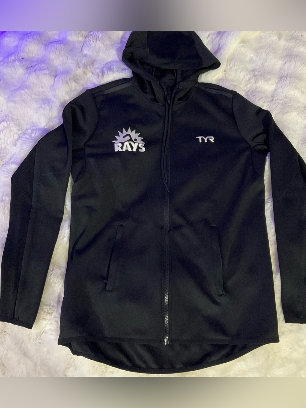 NWT Black TYR Alliance Team full zip hoodie, team logo in chest, size Medium